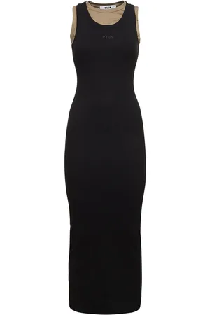 Msgm Vestido Midi De Jersey De Algodón