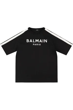 Balmain Camiseta De Jersey De Algoón Con Bandas Con Logo