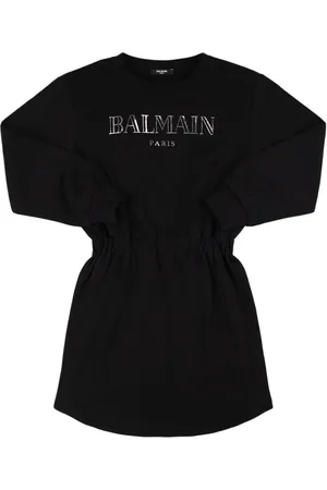 Balmain Vestido Estilo Sudadera De Algodón Con Logo