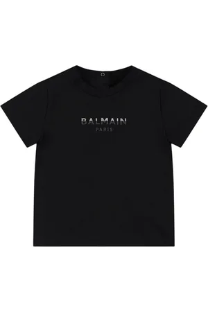 Balmain Camiseta De Algodón Estampado Con Logo
