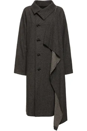 YOHJI YAMAMOTO Abrigo Largo Asimétrico De Franela