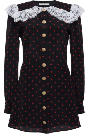 Alessandra Rich Vestido Corto De Seda Con Estampado