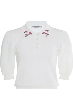 Alessandra Rich Top De Punto De Lana Bordado