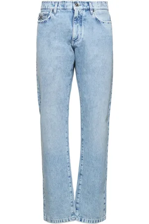 VERSACE Jeans Rectos De Denim Lavados A La Piedra