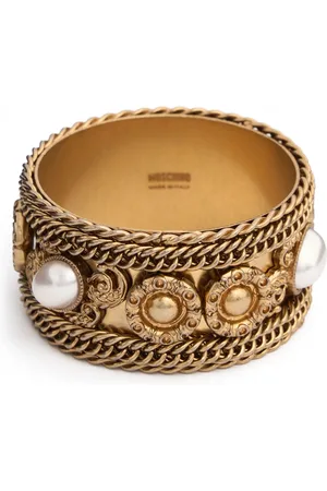Moschino Brazalete De Latón Y Perlas Sintéticas