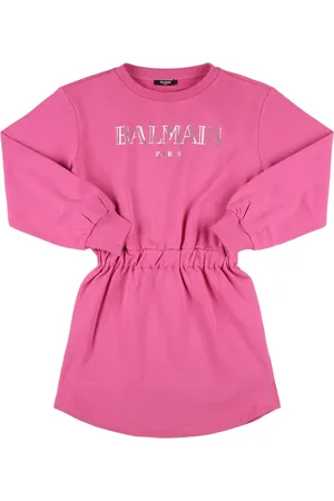 Balmain Vestido Estilo Sudadera De Algodón Con Logo