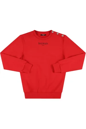 Balmain Sudadera De Algodón Con Cuello Redondo