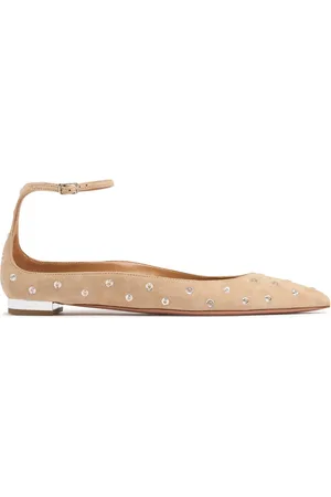 Aquazzura Zapatos Planos De Ante Y Cristal 10mm