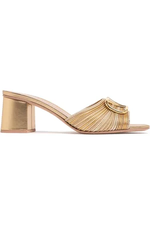 VALENTINO GARAVANI Mules De Algodón Y Piel 60mm