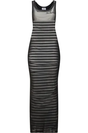 Jean Paul Gaultier Vestido Largo De Malla Estampado
