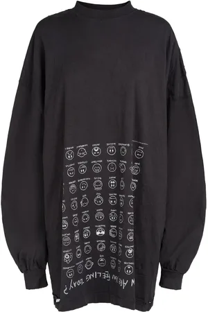 Balenciaga Camiseta De Algodón Con Manga Larga