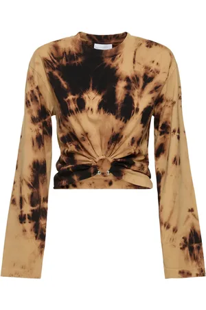 Paco rabanne Top De Algodón Estampado Drapeado
