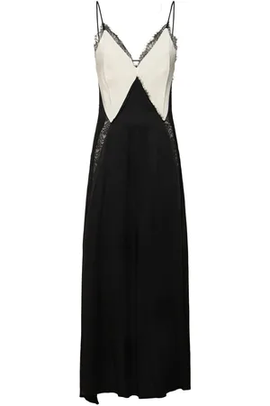Victoria Beckham Vestido Largo De Satén Con Encaje