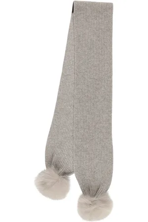 YVES SALOMON Bufanda De Punto De Cashmere Con Pelo