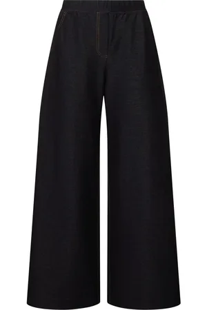 Max Mara Pantalones Anchos De Jersey Efecto Denim