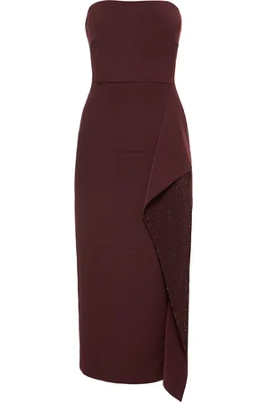 Roland Mouret Vestido Midi Sin Tirantes Con Volantes