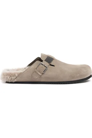 Brunello Cucinelli Sandalias Mules De Ante Y Pelo 10mm