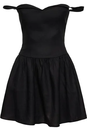 Reformation Vestido De Lino Crepé Con Hombros Descubiertos