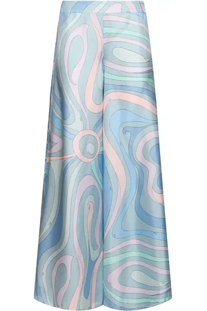 Puccini Pantalones Anchos De Sarga De Seda Estampados