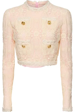 Giambattista Valli Top Corto De Macramé Bordado