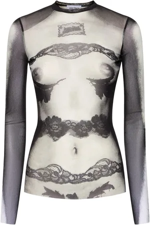 Jean Paul Gaultier Top De Malla Estampada