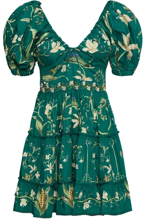 Agua by Agua Bendita Vestido Corto De Algodón Con Manga Abullonada