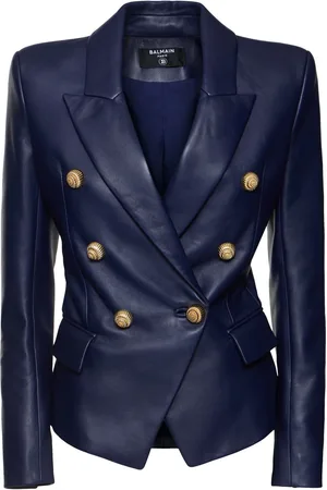 Balmain Chaqueta De Piel Con Botones