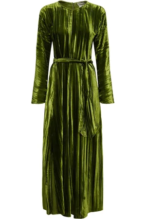 FORTE FORTE Vestido Midi De Terciopelo Con Cinturón