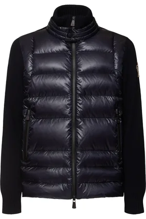 Moncler Cárdigan De Plumas De Nylon Y Lana Con Cremallera
