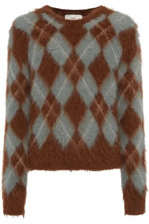Ami Suéter Argyle De Punto De Mezcla De Mohair