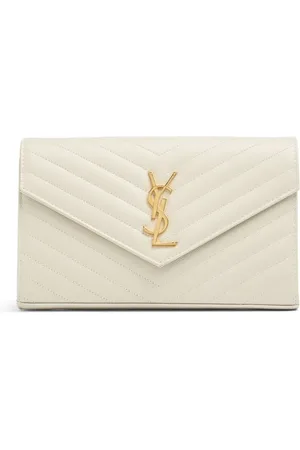 Saint Laurent Cartera Monogram De Piel De Grano Con Cadena