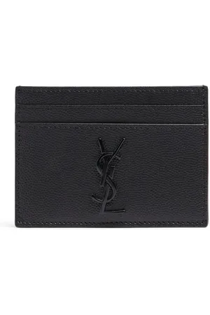 Saint Laurent Tarjetero De Piel De Grano Con Logo