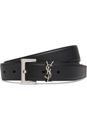 Saint Laurent Cinturón De Piel Lisa Con Logo 3cm