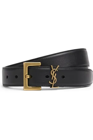 Saint Laurent Cinturón De Piel Con Monograma 3cm