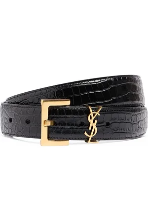 Saint Laurent Cinturón Ysl De Piel Efecto Cocodrilo