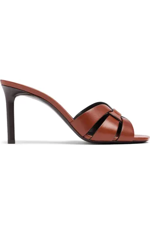 Saint Laurent Zapatos Mules "tribute" De Piel 85mm