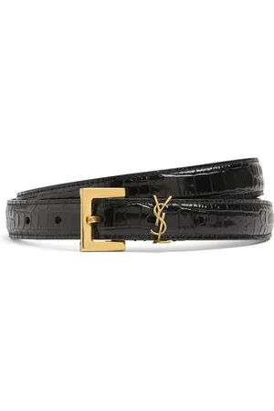 Saint Laurent Cinturón De Piel Efecto Cocodrilo 20mm