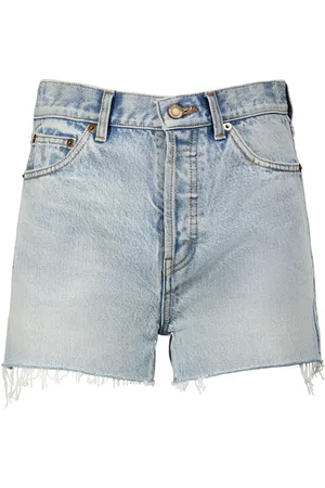 Saint Laurent Shorts Slim Fit De Denim De Algodón
