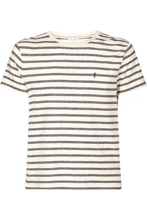 Saint Laurent Camiseta De Jersey De Algodón A Rayas