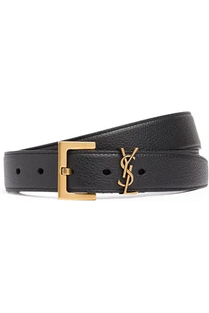 Saint Laurent Cinturón Ysl De Piel 3cm
