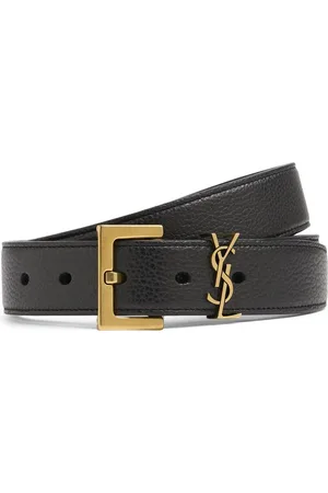 Saint Laurent Cinturón De Piel De Grano Con Monograma 3cm