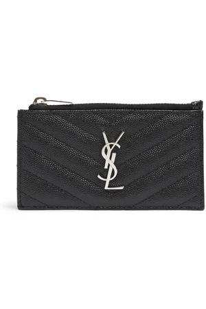 Saint Laurent Tarjetero De Piel Con Logo