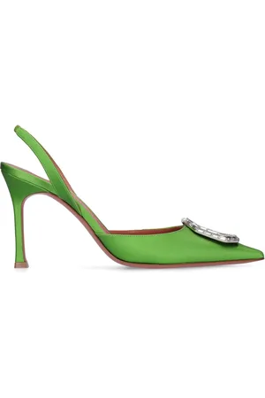 Amina Muaddi Zapatos De Tacón Destalonados De Satén 90mm