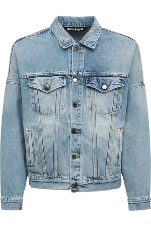 Palm Angels Chaqueta De Denim De Algodón Con Logo Estampado