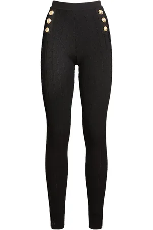 Balmain Leggings De Punto Con Cintura Alta Y Botones