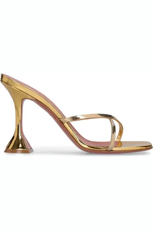 Amina Muaddi Sandalias Henson De Piel Espejada 95mm
