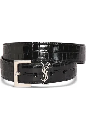 Saint Laurent Cinturón De Piel Efecto Cocodrilo 3cm