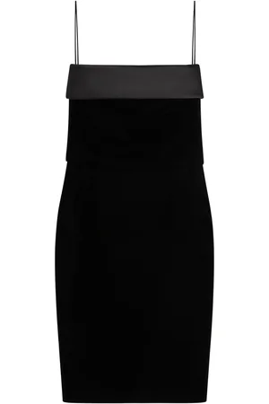 Saint Laurent Vestido Midi De Viscosa Sin Tirantes