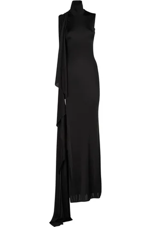 Saint Laurent Vestido Largo Drapeado De Viscosa