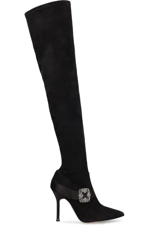 Manolo Blahnik Botas Altas De Ante 105mm